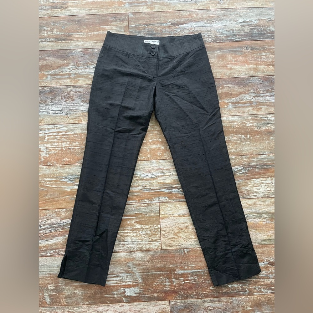 Dolce & Gabbana 100% Silk Black Pants size 42 excellent condition